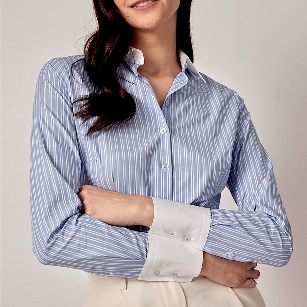 Van Heusen Light Blue and White Striped Shirt